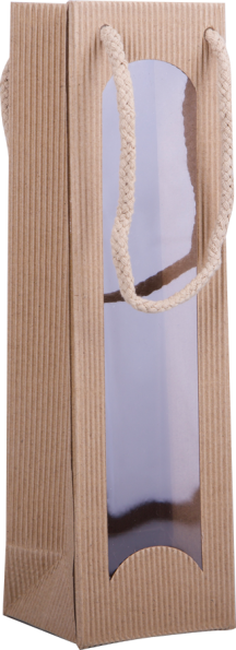 Tragetasche Natur mit Fenster für 1 Fl. 0,375L 